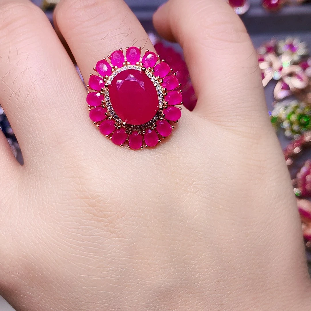 银S925镶嵌戒指红宝石