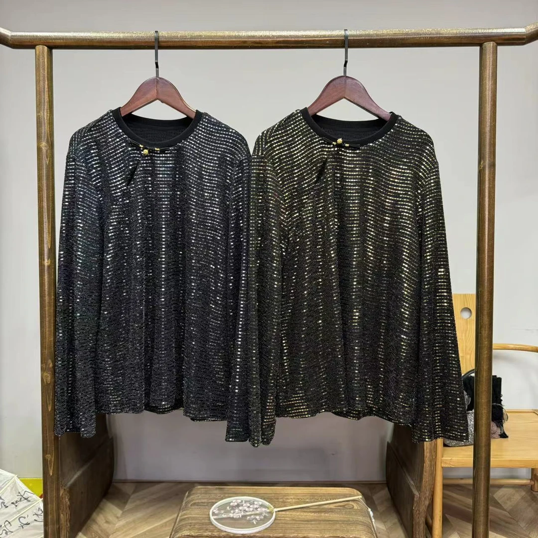 芭蕾梦！国风新中式烫金亮片上衣 ！GZ3564