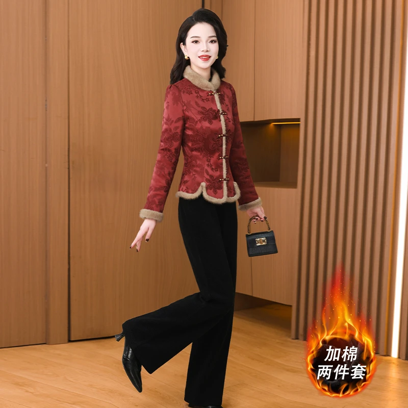 【两件套】29228泓澄茂冬季优雅气质修身时尚休闲收腰显瘦保暖套裤