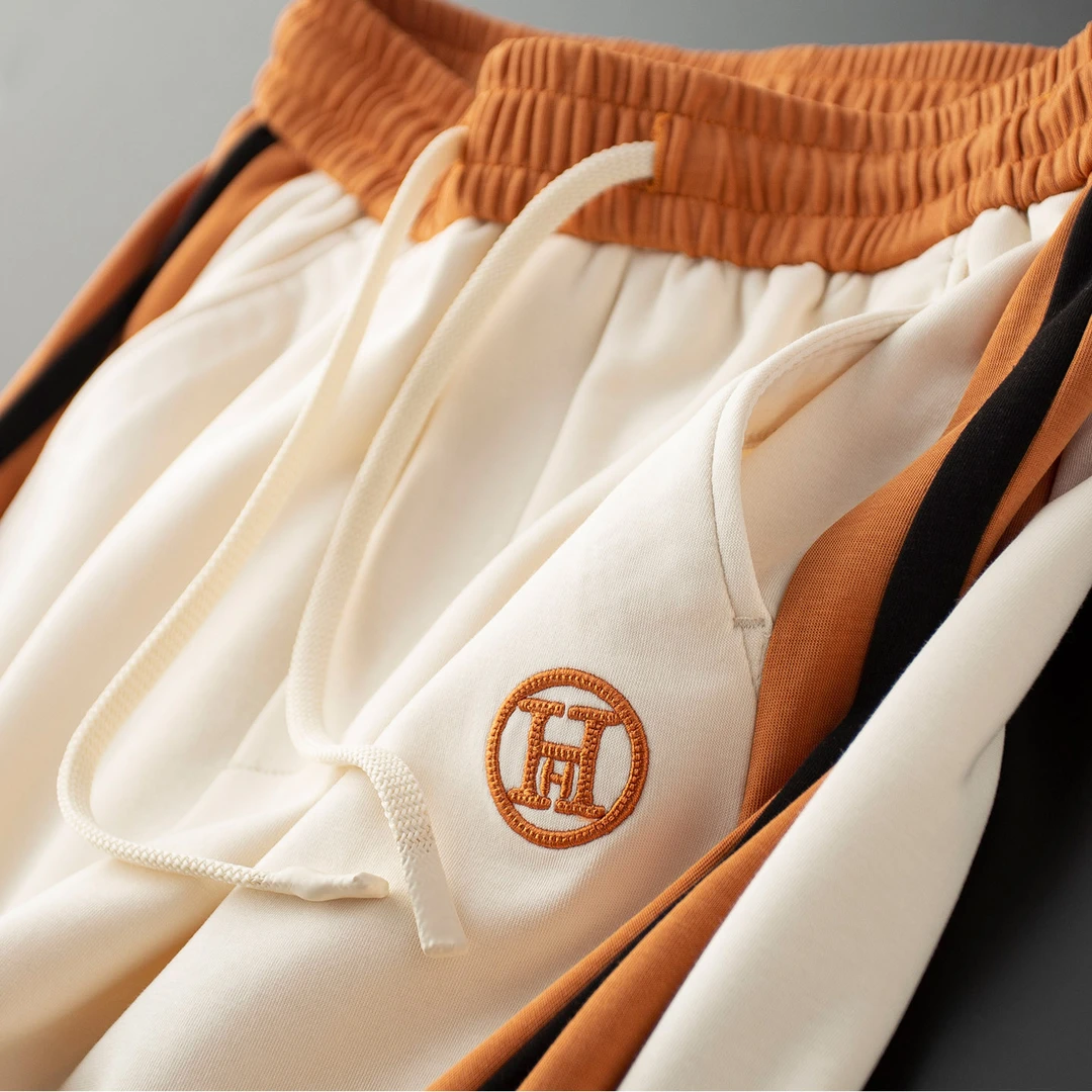 轻奢夏季薄款刺绣H家男宽松松夏男士夏季男美式潮男涂鸦运动