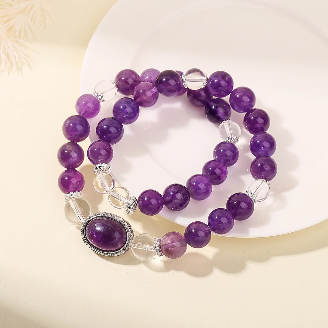 【有凤来仪】天然乌拉圭紫水晶魔盒双圈手链