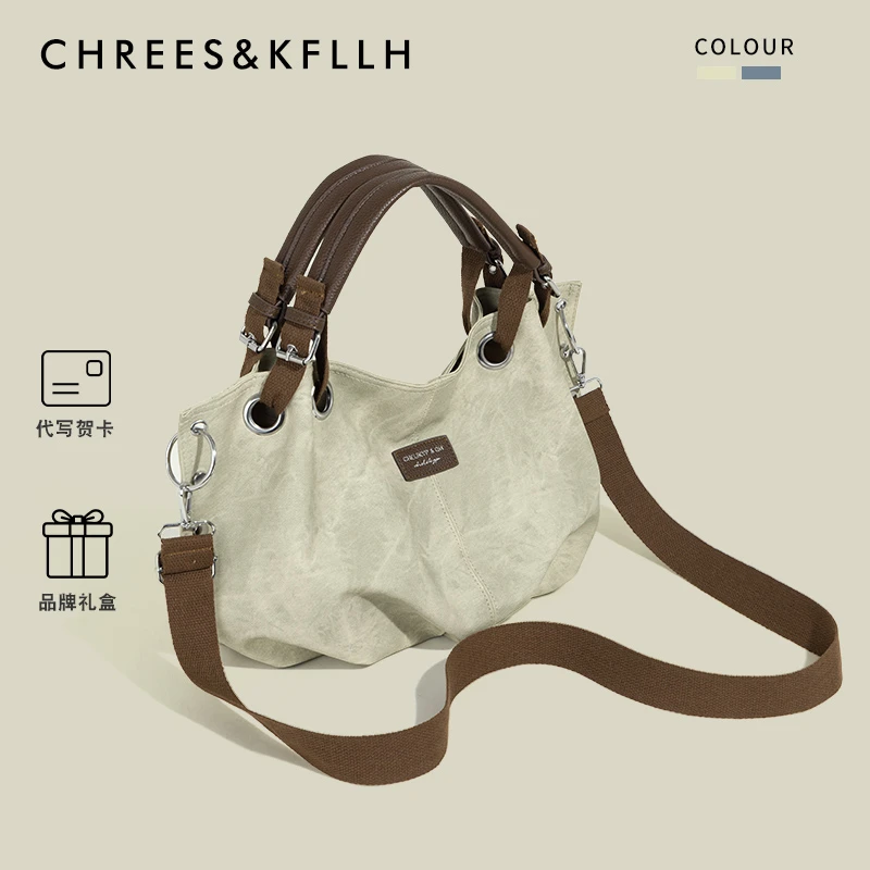 CHREES&KFLLH美式复古美拉德托特包女2025新款工装通勤单肩斜挎包