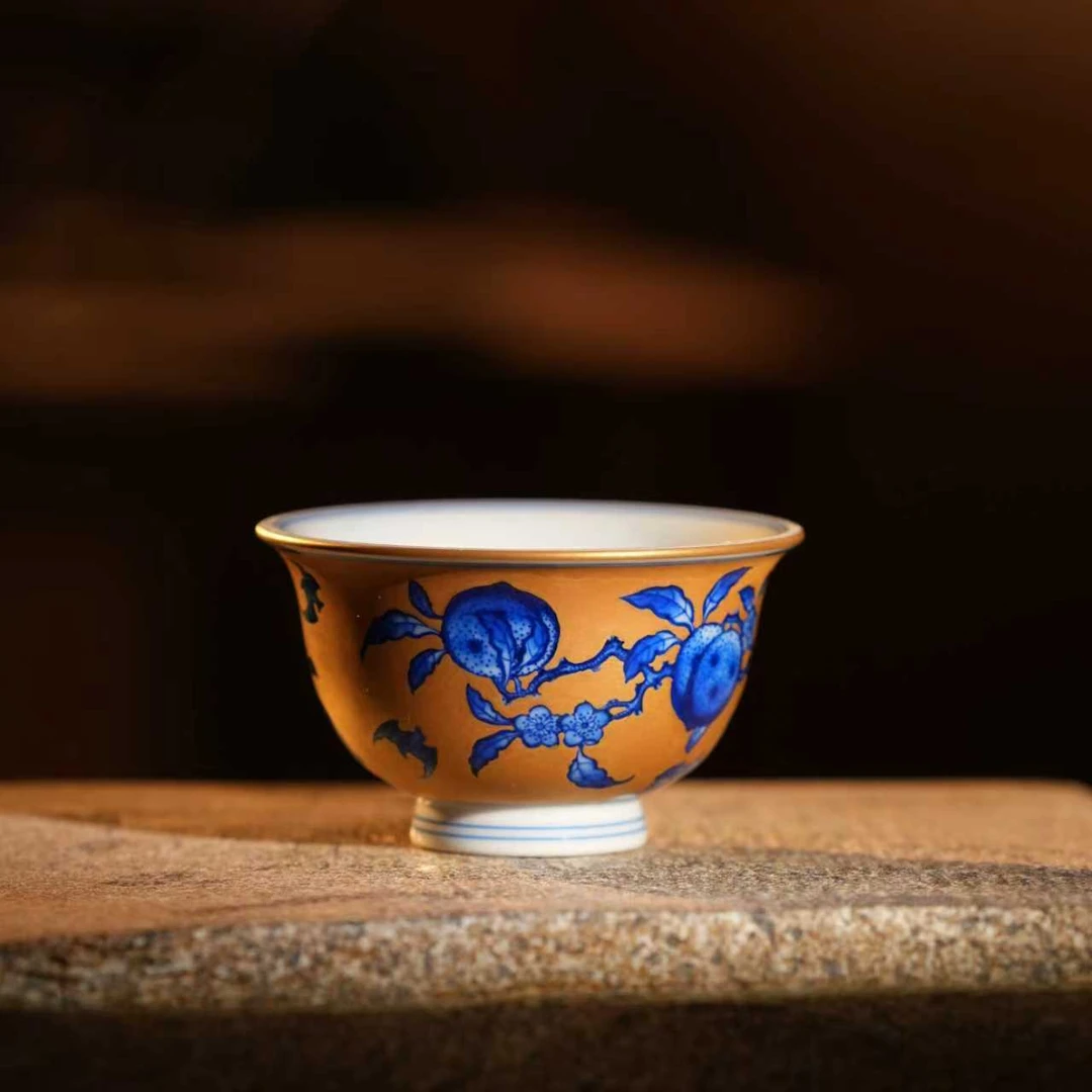 【景德詺兮】金地九桃缠枝对杯