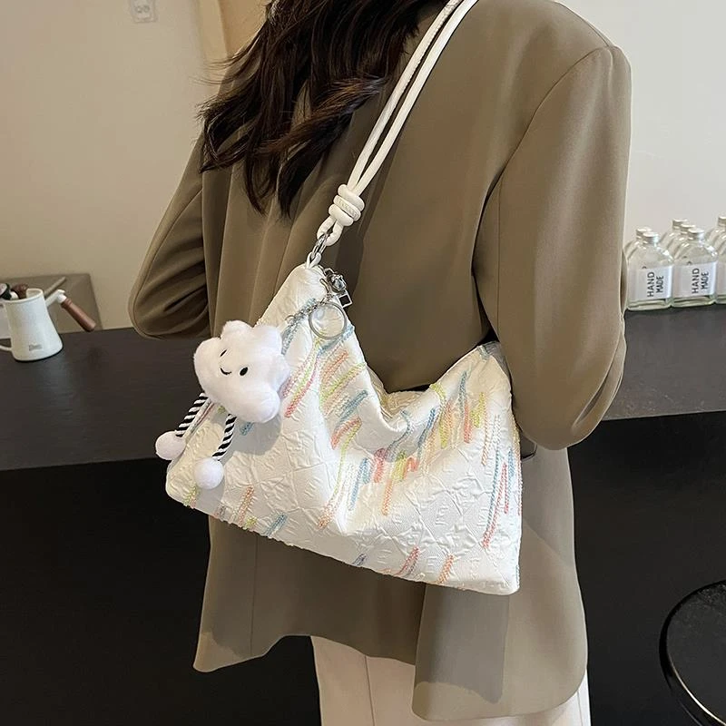 夏天大包包女式帆布包2025新款大容量休闲单肩斜挎小众通勤托特包