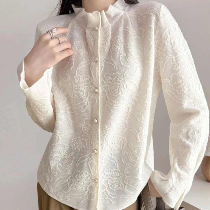 SHALLDOER【月魄露花】高级感气质衬衫女2026秋冬季宽松显瘦上衣潮