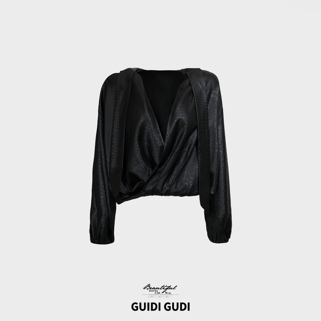 GUIDI GUDI【女武神】气质休闲百搭长袖上衣/黄加蓝
