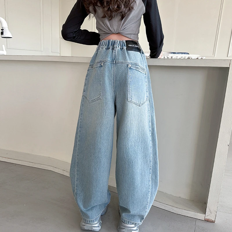 儿童秋装2025年新款大女童装宽松裤子春秋款水洗牛仔裤秋季直筒裤