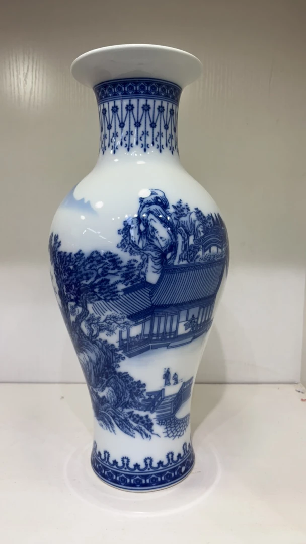 景德镇高温陶瓷摆件花瓶 山水