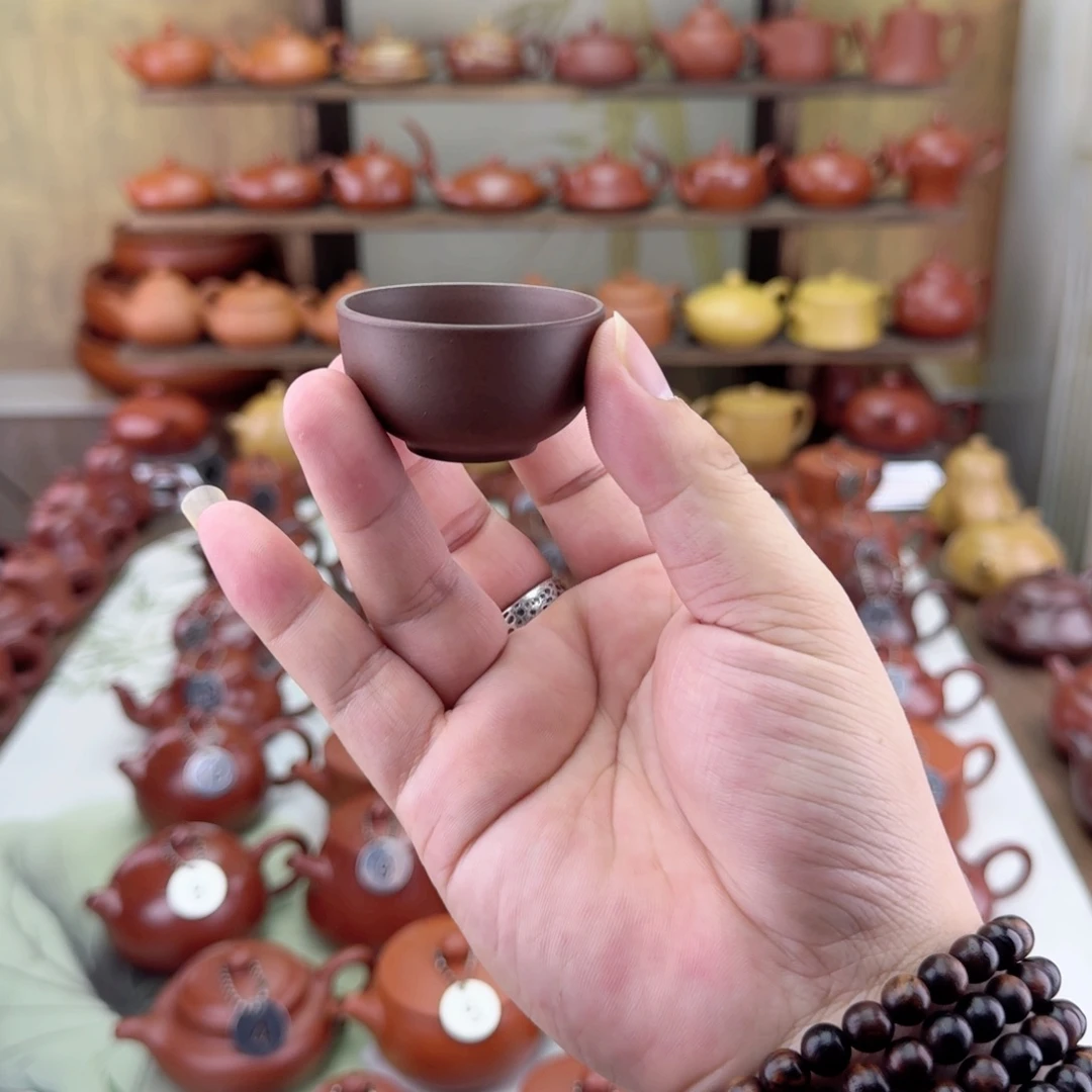 爽***。紫砂茶壶紫泥杯子9个