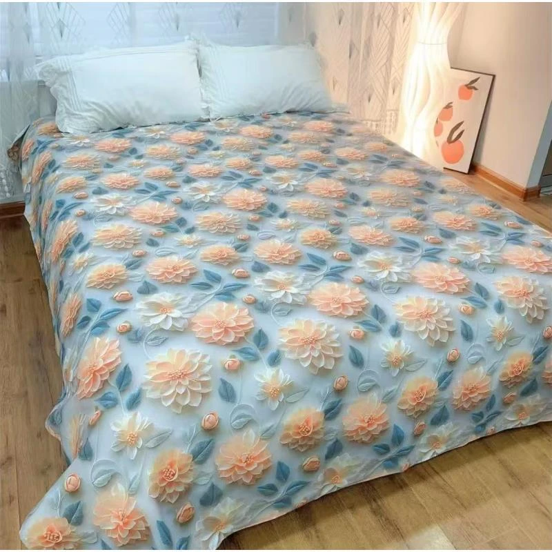 高清数码，印染加厚大帆布粗布床单【立体花朵】200*240cm（±5cm）