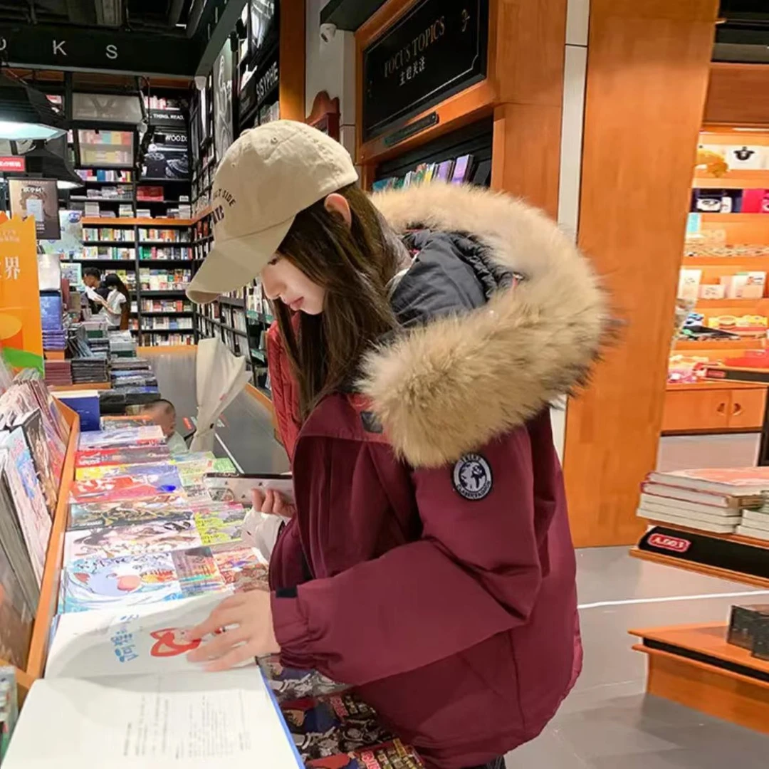 2024年新款冬季棉衣女工装复古派克服韩系服棉袄小个子外套