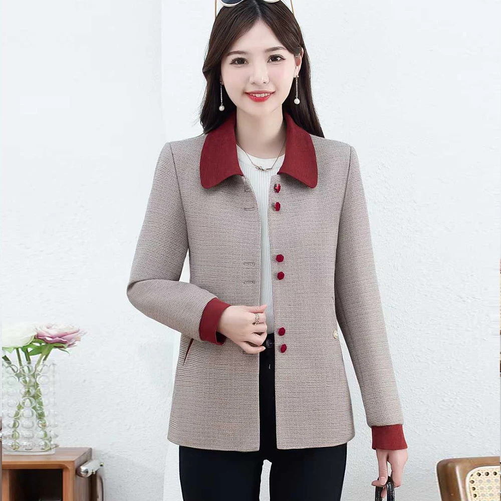 妈妈装短款外套2025春秋韩版时尚洋气上衣休闲气质中老年外套