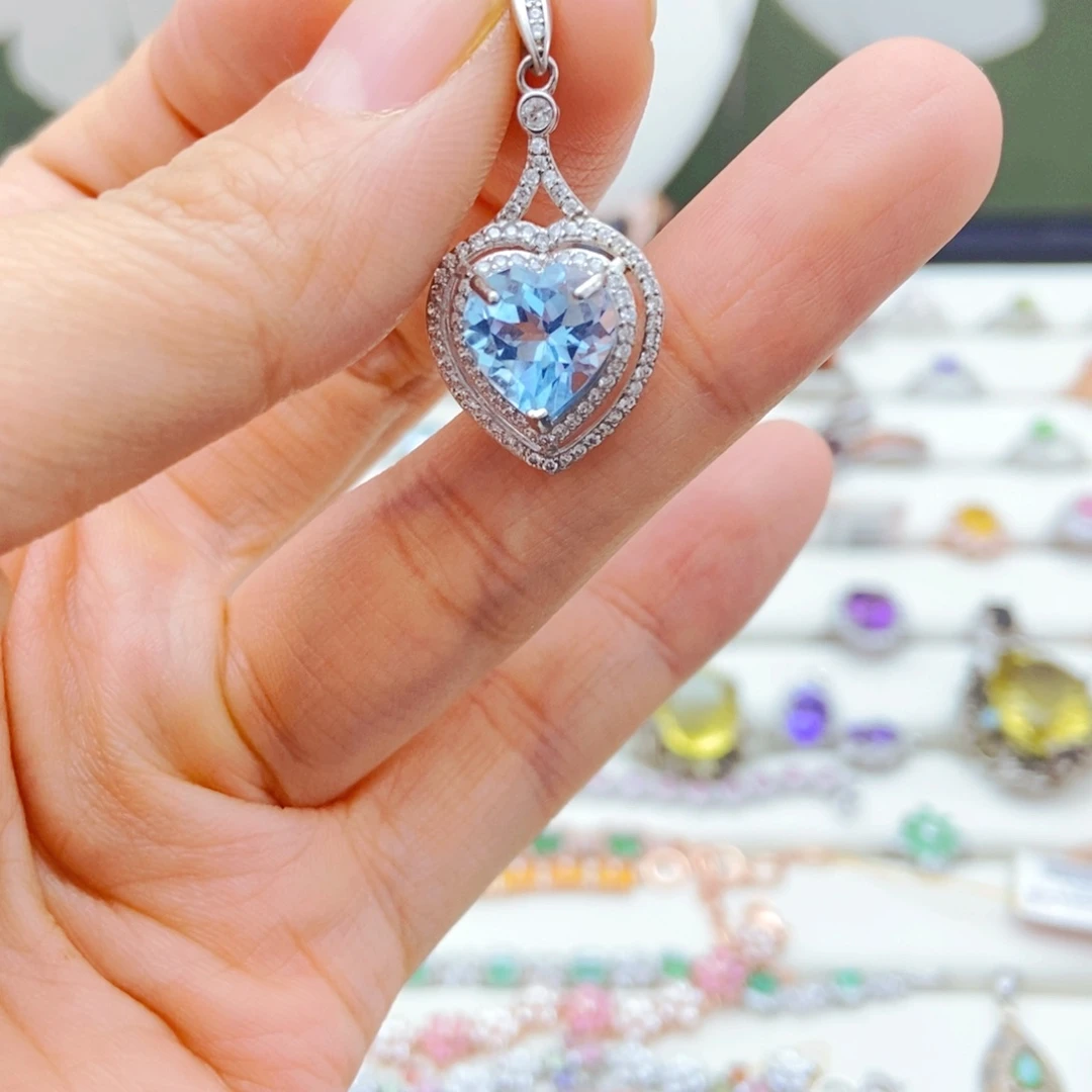 吊坠(不含链)银S925镶嵌托帕石