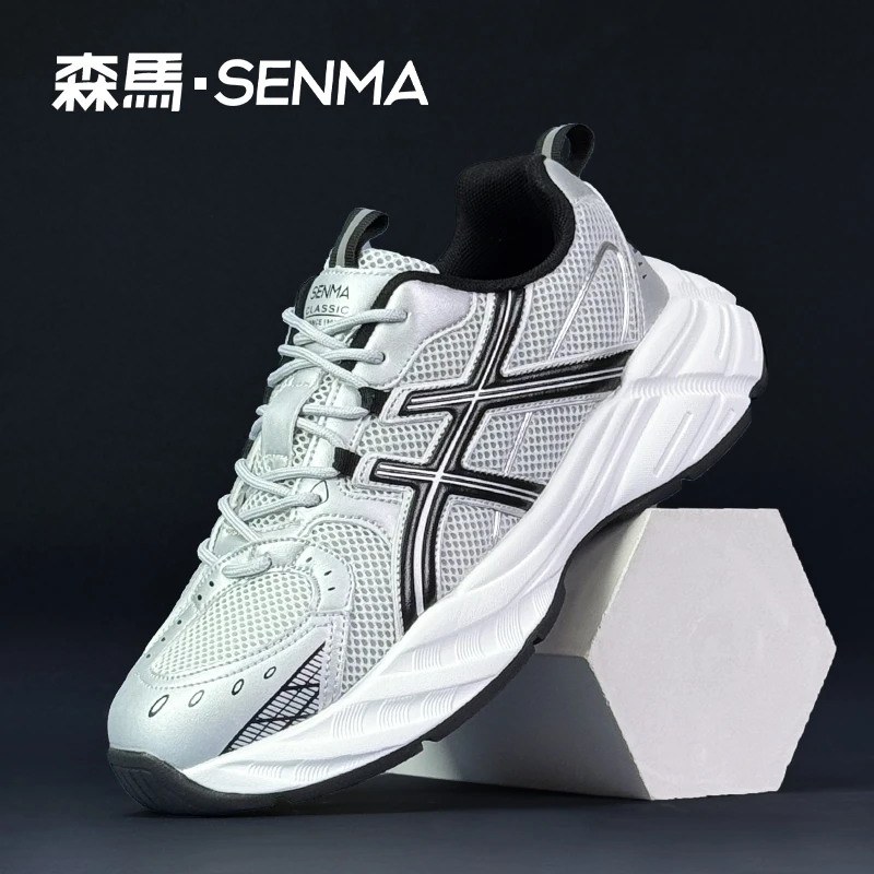 SENMA/森马2025新款厚底圆头老爹鞋网面透气运动鞋百搭休闲女款鞋