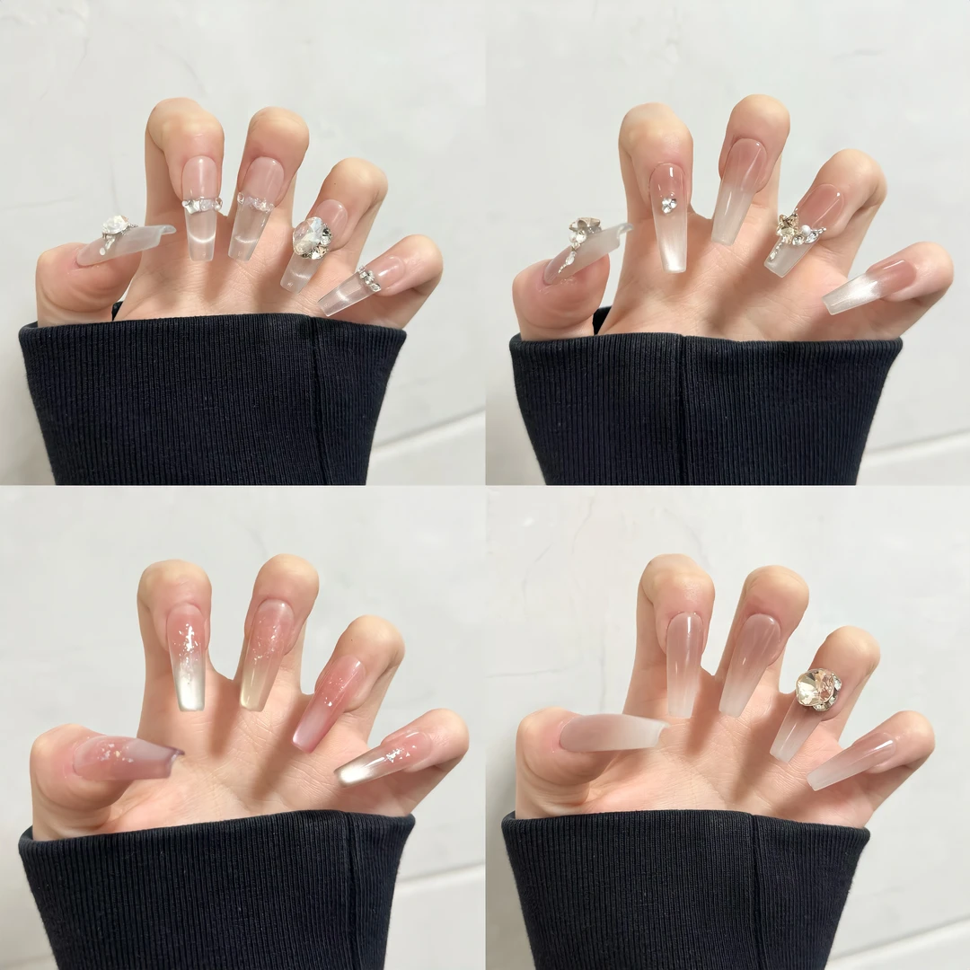 手工穿戴甲显白渐变猫眼美甲气质女神轻奢百搭