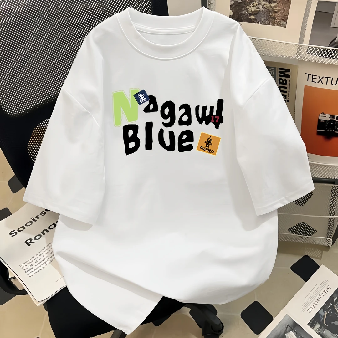 2025夏季爆款短袖t恤男潮牌字母印花纯棉T恤衫百搭宽松半袖上衣