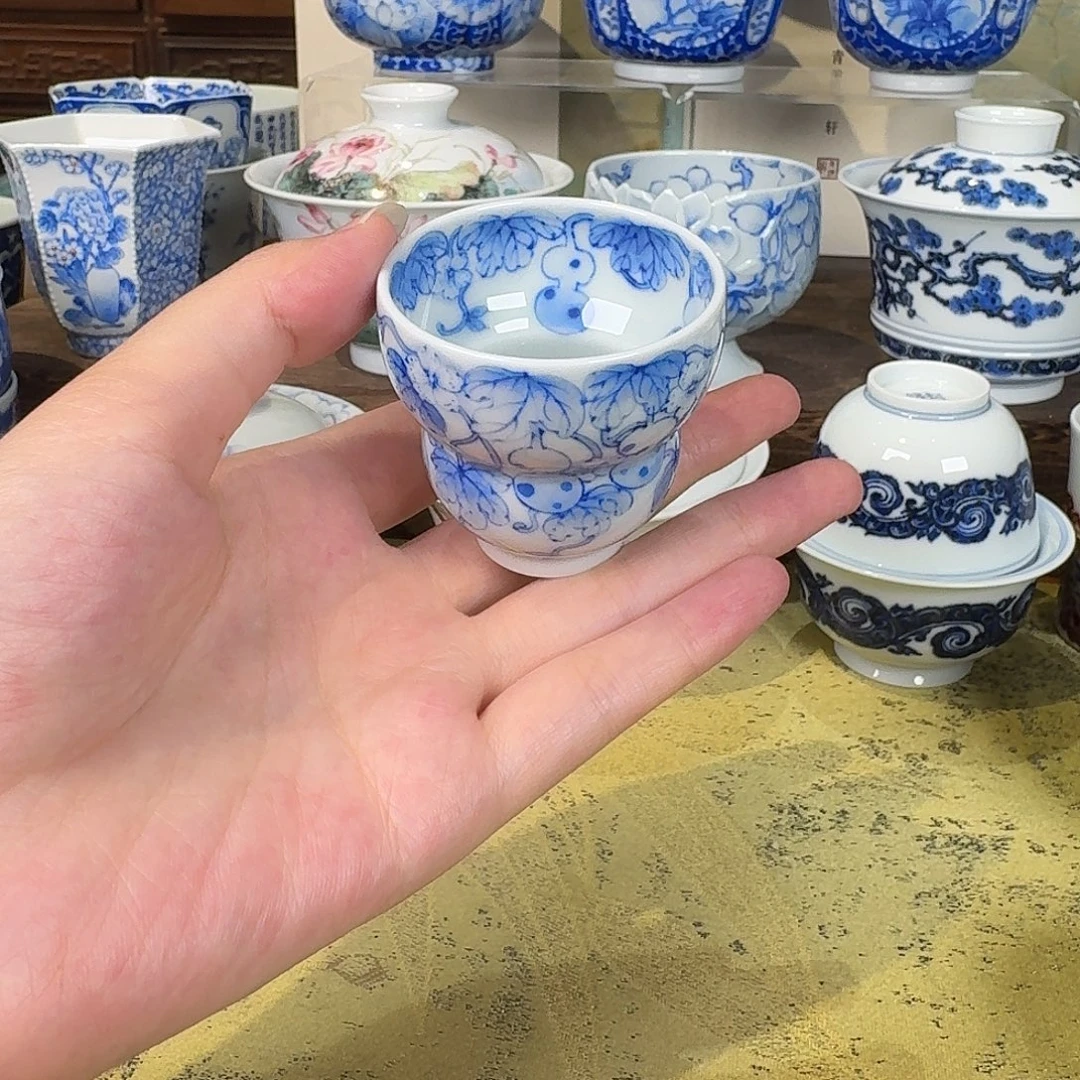 青樵轩青花小葫芦杯