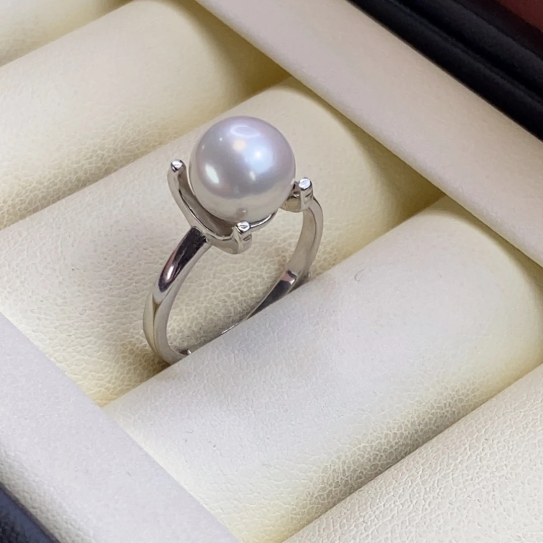 子***叨淡水珍珠戒指银S925镶嵌特价