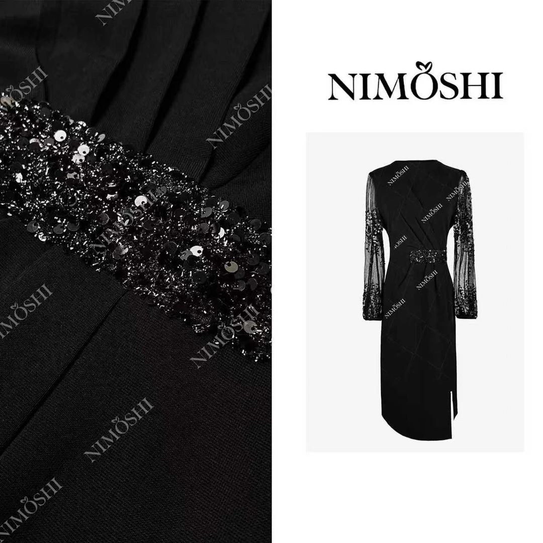 NIMOSHI【倩倩】法式高奢重工收腰贵气名媛设计气质显瘦连衣裙Q2326