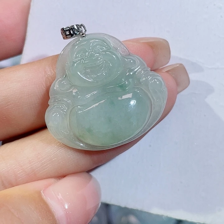 颈饰银S925镶嵌翡翠佛公