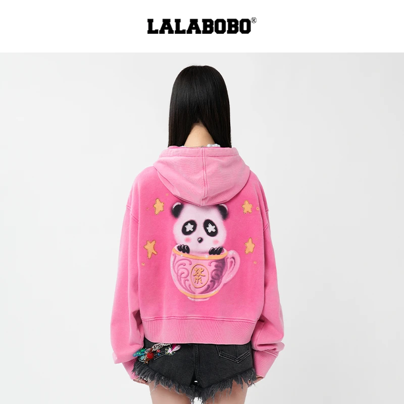 武汉LALABOBO25时尚长袖连帽印花休闲针织上衣LBEA-WSTS18