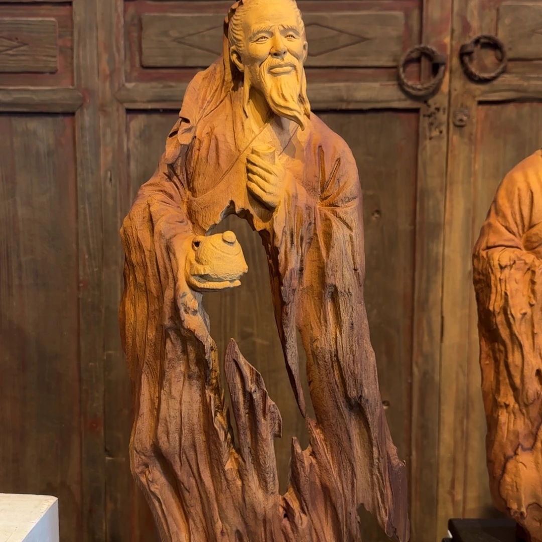 爱***荷香樟木香樟木茶圣陆羽桌面摆件作品