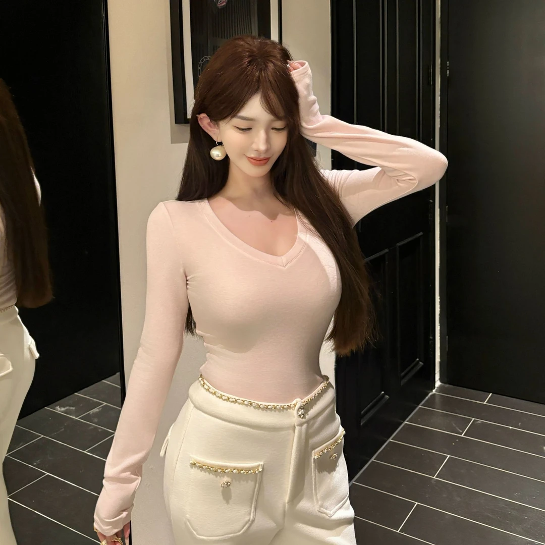 GUIDI GUDI【简约时光】气质百搭简约休闲V领长袖/黄加蓝