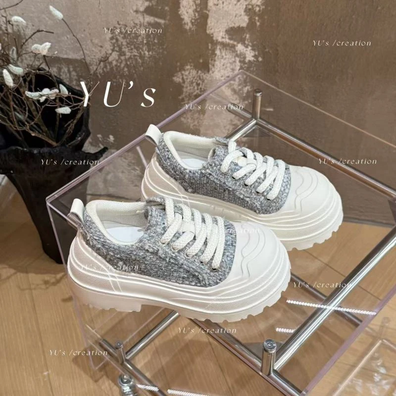 【NQ】“童话”小香风粗花呢大头米奇鞋6.5cm12-2652【N】