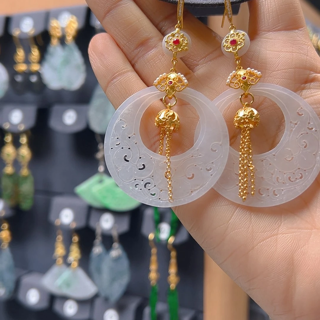 未镶嵌翡翠耳饰姑*