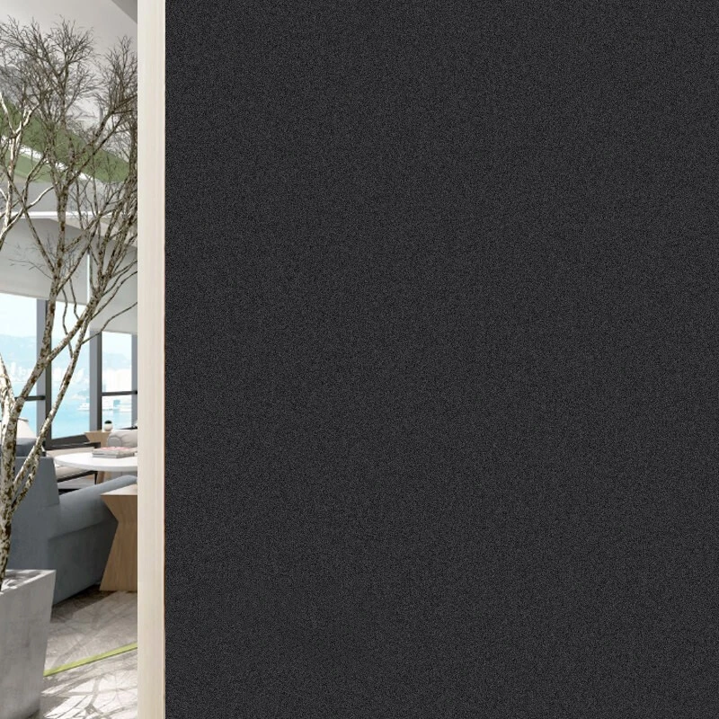 黑色磨砂玻璃贴纸遮光贴膜不透光卫生间浴室防晒防走光静电玻璃贴