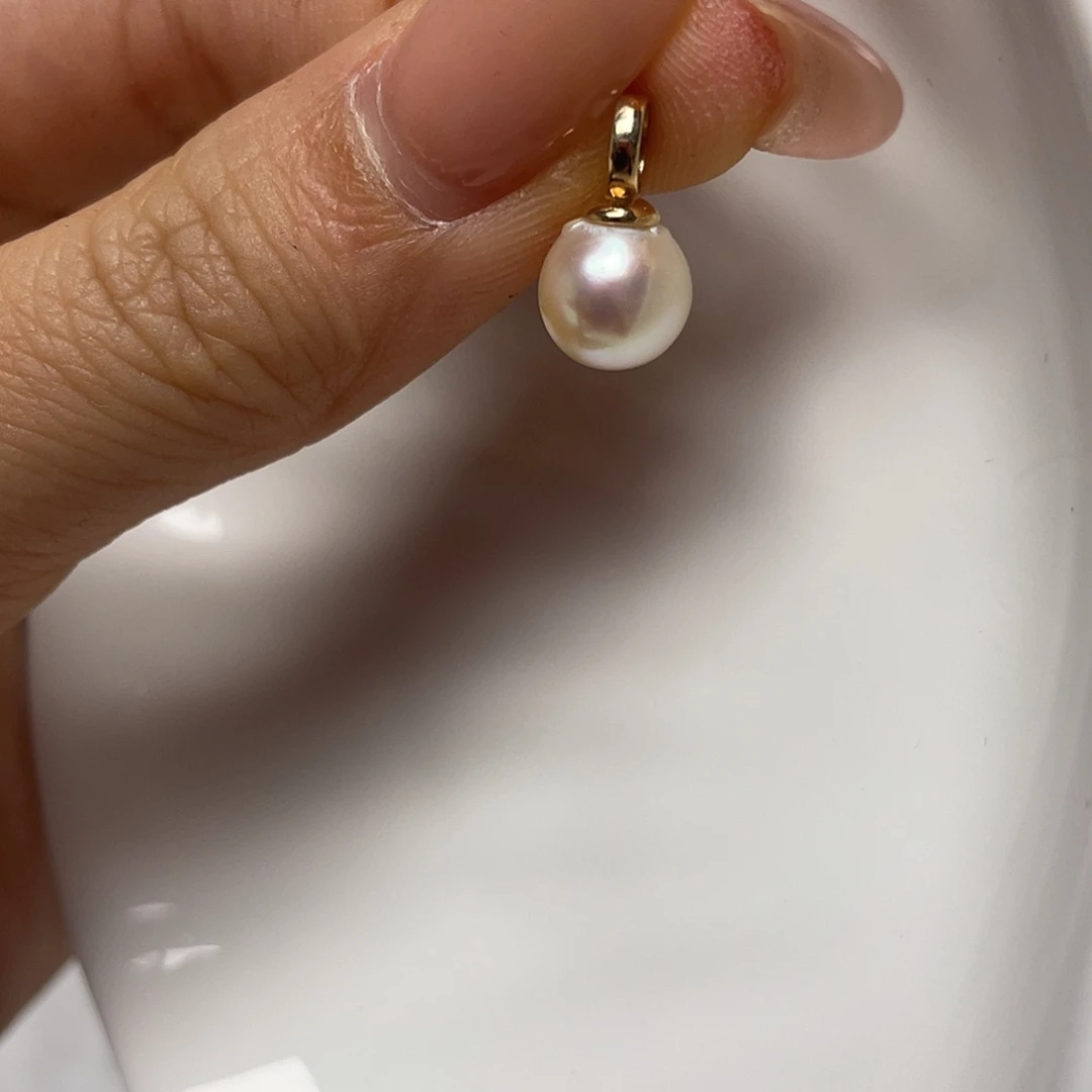银S925镶嵌海水珍珠吊坠(不含链)