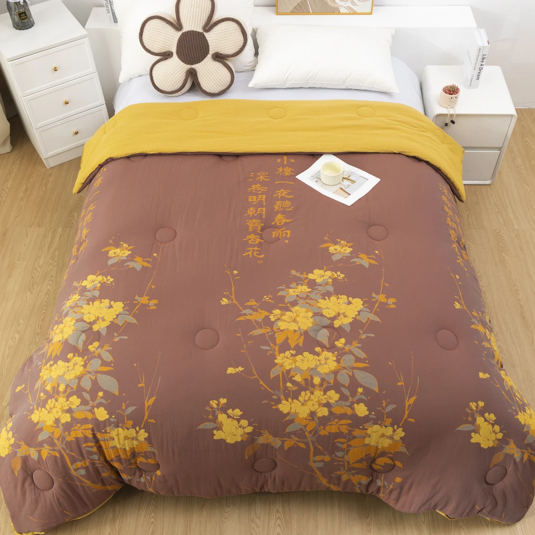 【临安春雨】2.0*2.3M高端A类纯棉双层纱柔软亲肤保暖可机洗秋冬被