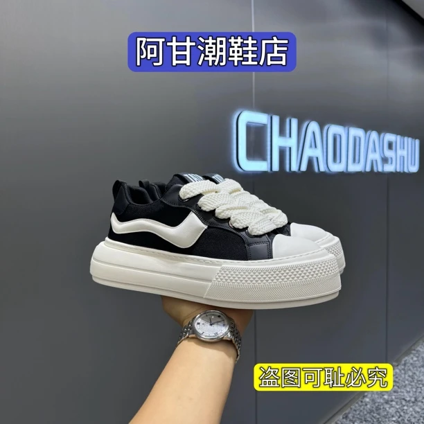 帆布鞋男士春季新款时尚百搭厚底增高轻便舒适运动休闲板鞋