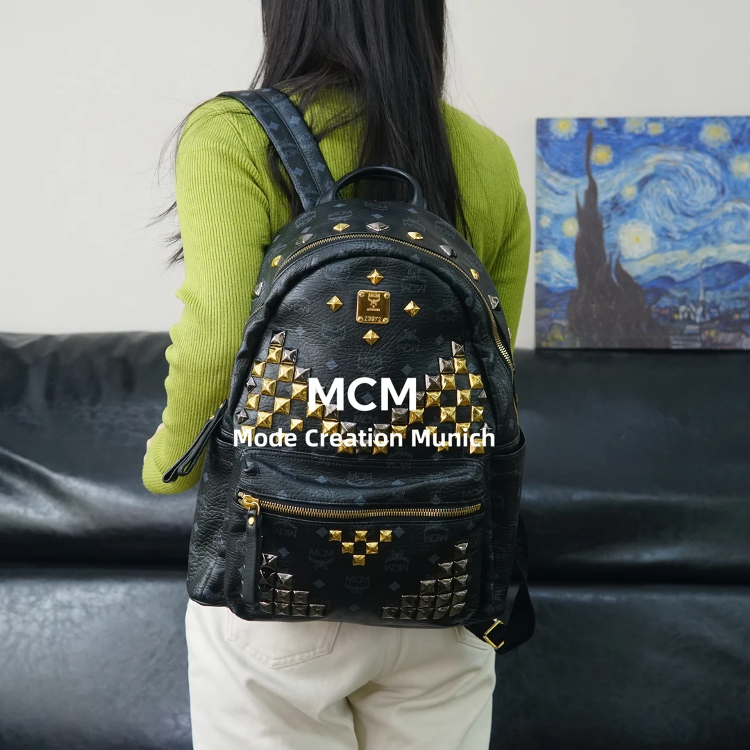 95新 MCM 黑金双肩包/HD03803218/3218