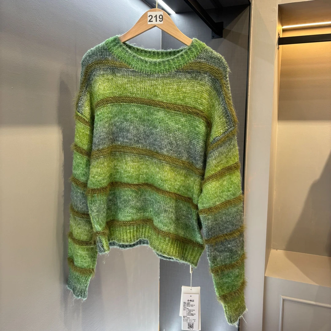 【219】羊驼毛+兔毛+绵羊毛 小个子INS风渐变针织衫气质百搭毛衣女