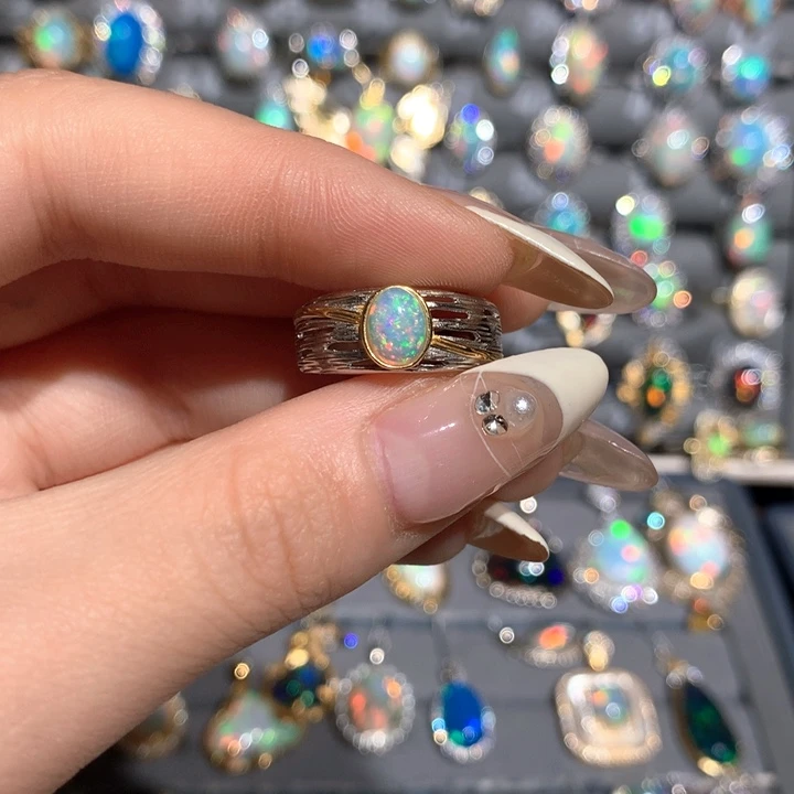 欧泊福利戒指w银S925镶嵌