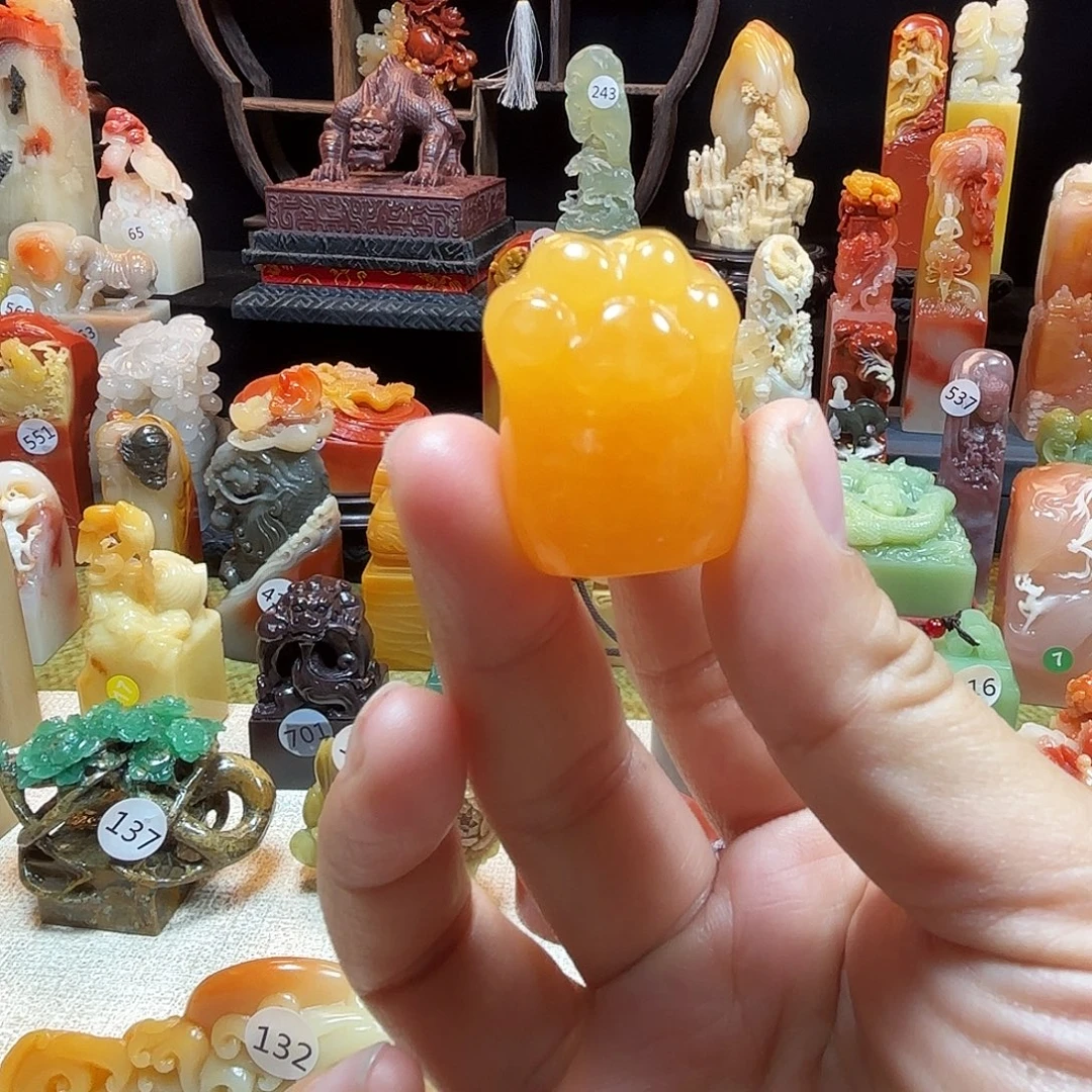 印石寿山石猫爪手把