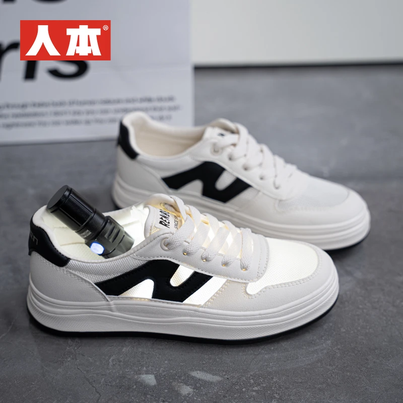 人本网鞋情侣款2025夏季新款单网平底港风时尚百搭学生休闲鞋