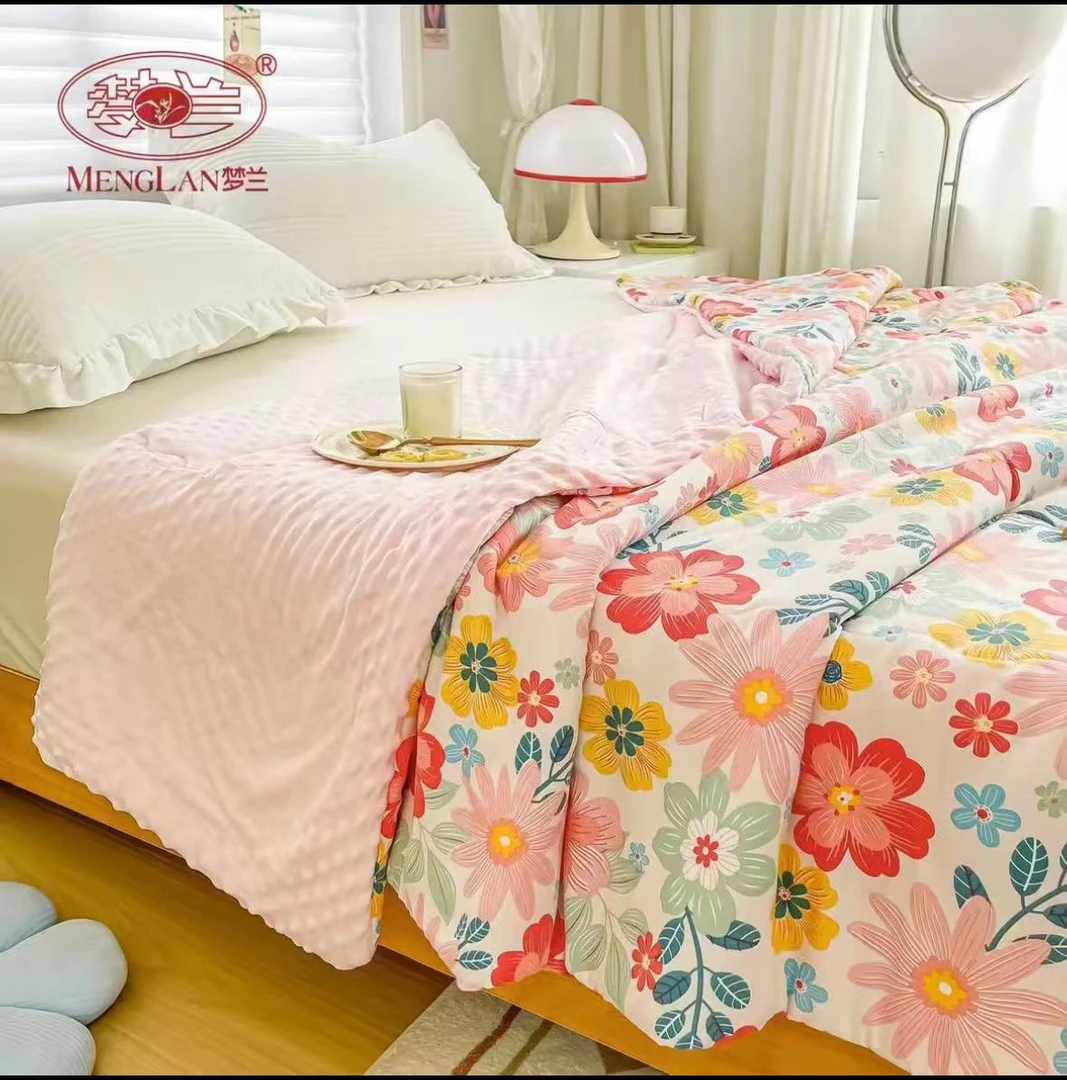1.5*2【格桑花豆豆被】 缓解亲肤学生宿舍双人温暖夹棉绗缝大床