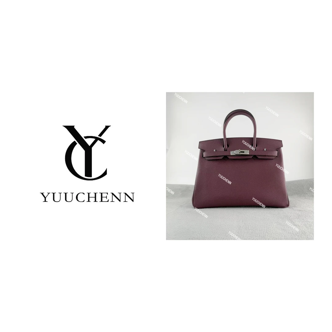 YUUCHENN手工【birkin】包包进口牛皮30cm 葡萄紫 HH5313