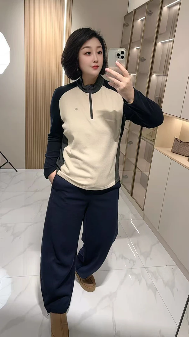 【聪姐推荐】3920时尚个性撞色立领磨毛打底T桖（衣长66，胸围122）