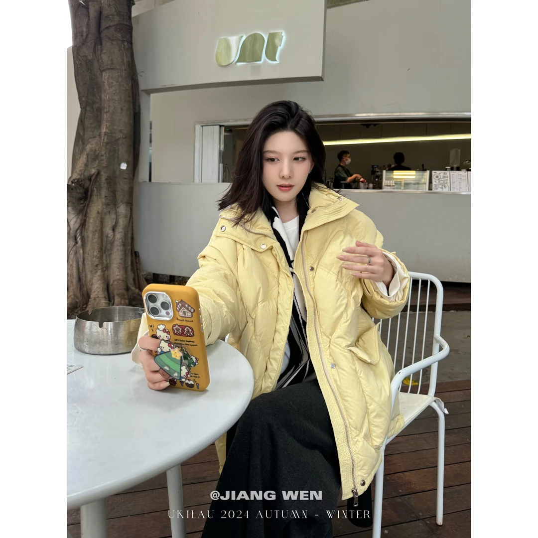 UKILAU【奶黄芝士】中长款收腰羽绒服加厚宽松收腰外套