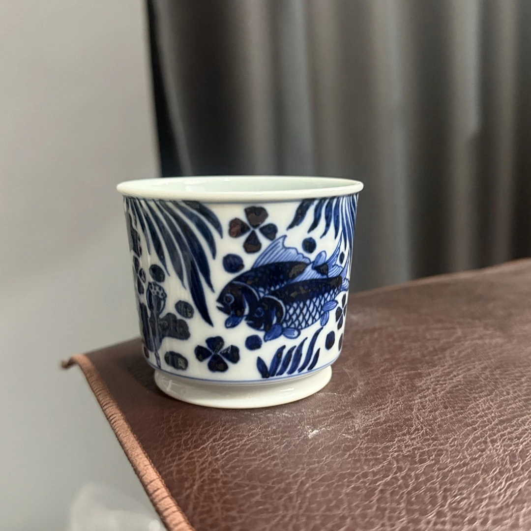 柴窑微瑕福利鱼藻容天杯