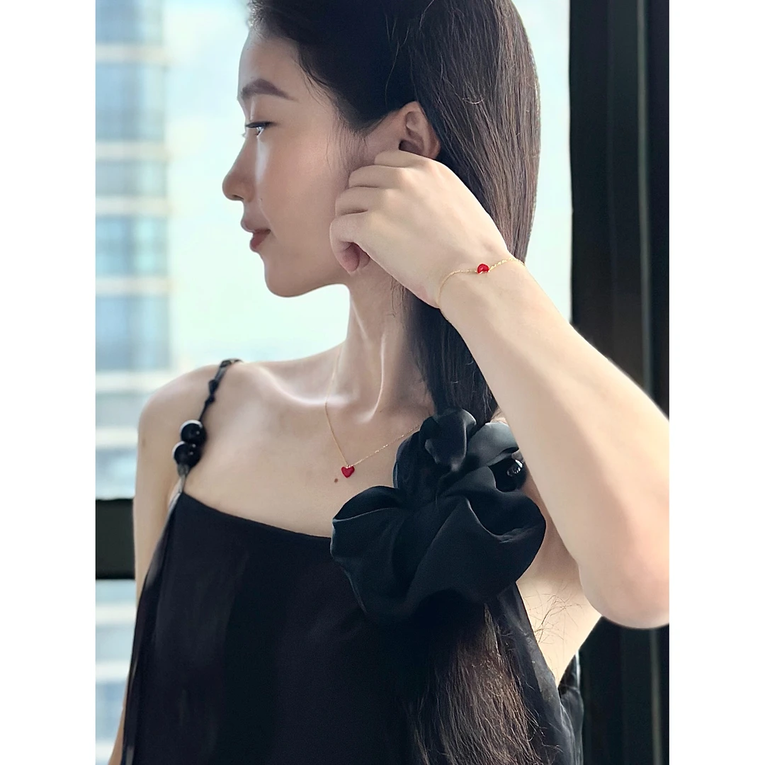 925银珐琅手链 【爱心系列】S925银红色小爱心手链