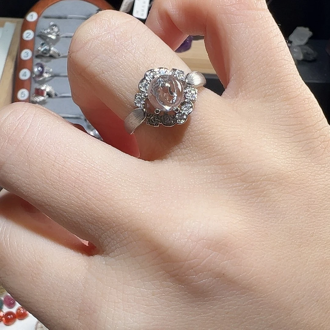 银S925镶嵌戒指水晶