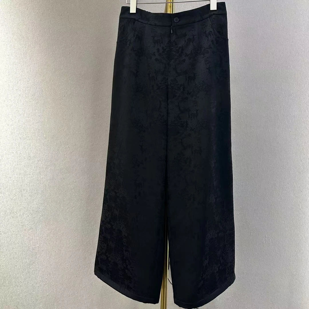 K029M黑色丛林小鹿直筒裤