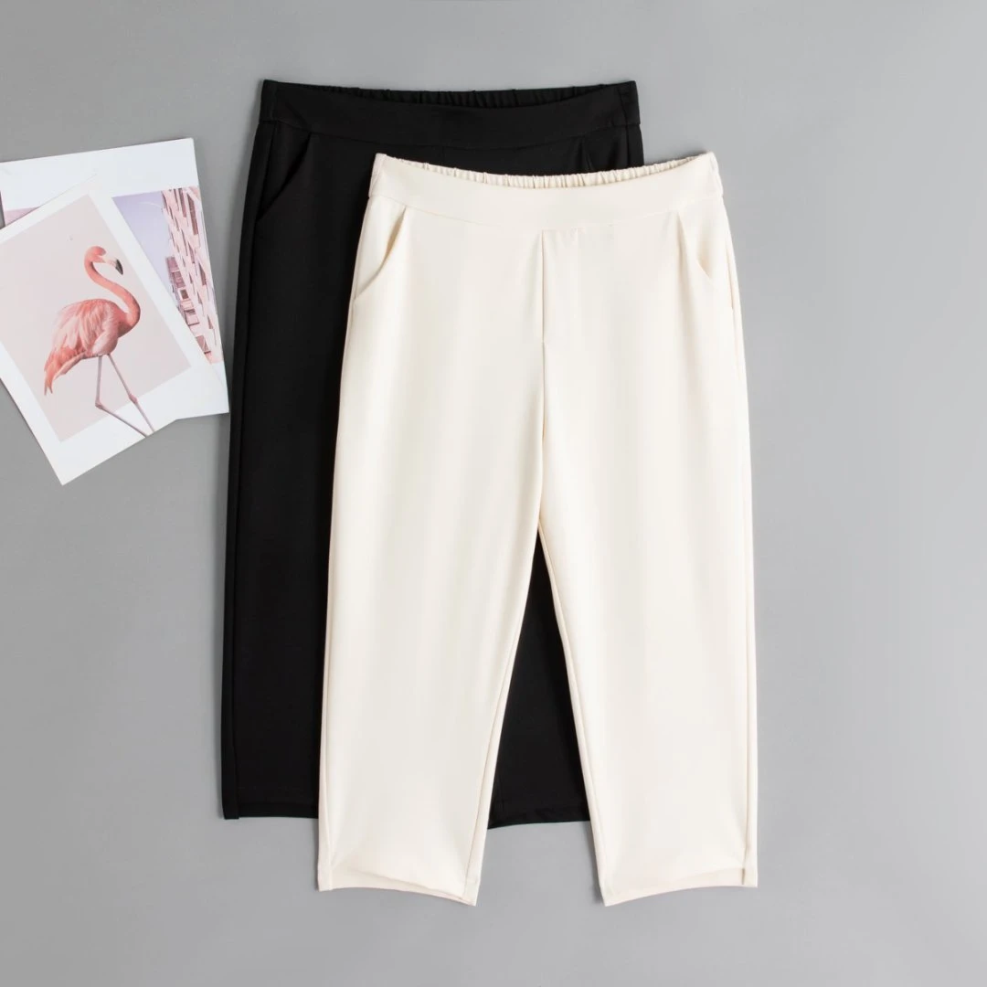 2025年夏季新款时尚显瘦松紧腰弹力八分裤