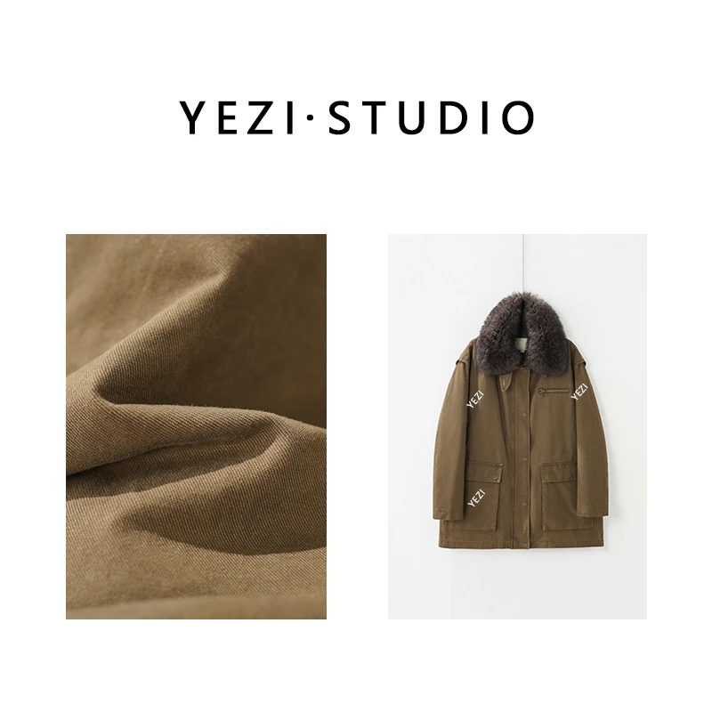 【弥野】进口狐狸毛领90白鹅绒时尚休闲显瘦两穿鹅绒派克服25408059