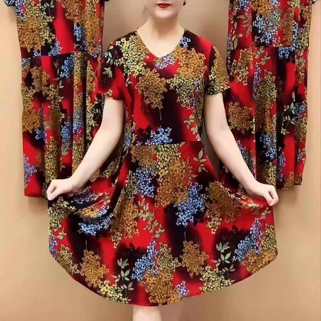 高级印花气质夏季常规套头宽松圆领