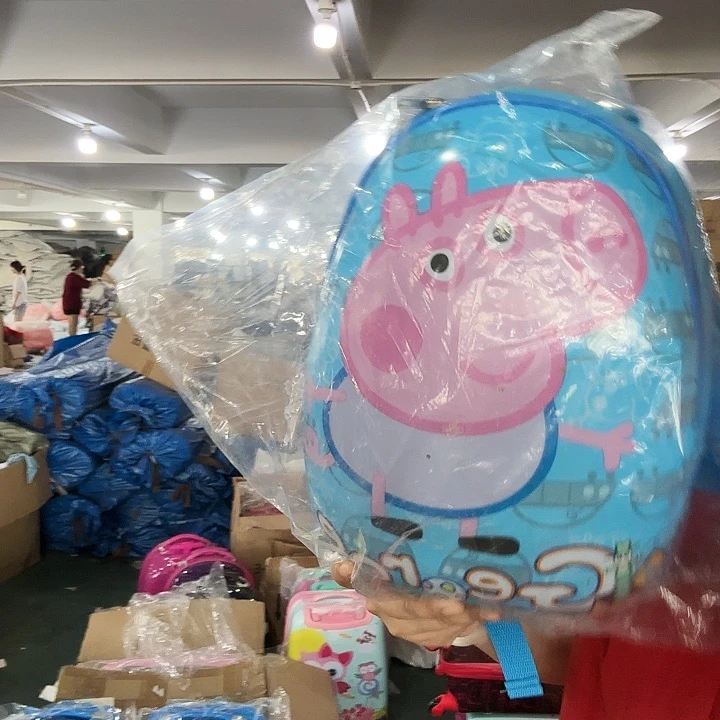 驴皮（革）蓝色卡通猪猪书包